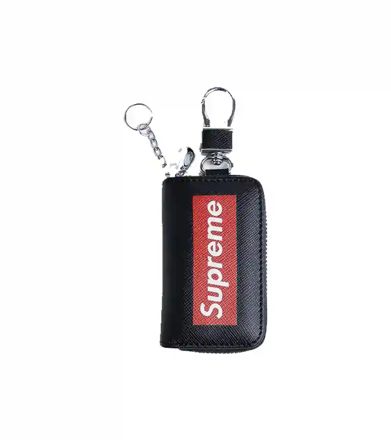 Supreme Zipper Matte Leather Key Cover Pouch